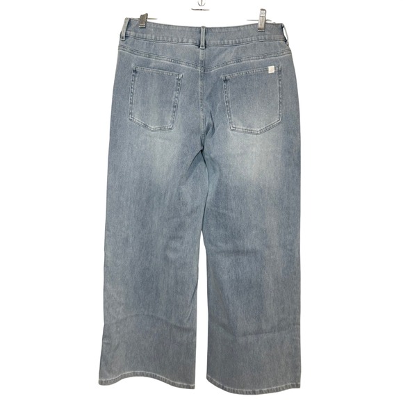 Halara Flex Asymmetric Low Rise Baggy Wide Leg Jeans Light Wash Size Medium - Picture 5 of 9